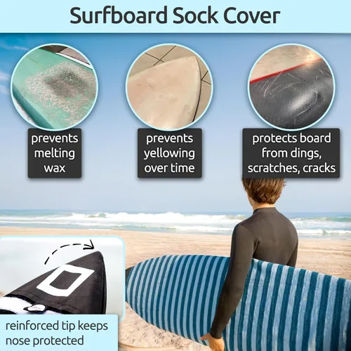Miniatura 2 de Funda de calcetín para tabla de surf y funda para tabla de paddleboard Surf Squared - Bolsa protectora elástica ligera para tabla de surf - Negro