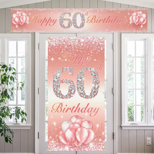 Miniatura 38 de Juego de carteles largos de feliz cumpleaños 10 para puerta, porche, decoración de cumpleaños de 10 años para niñas, suministros de fiesta