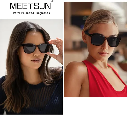 Miniatura 100 de MEETSUN Polarized Sunglasses for Women Men Classic Retro Square Frame Driving Sun Glasses UV Protection