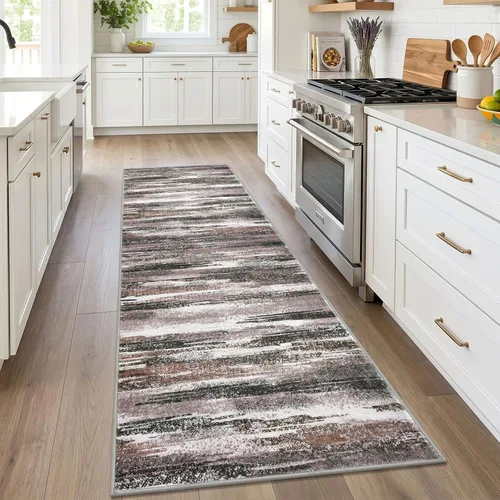 Miniatura 104 de Alfombra de pasillo moderna Lansny 2 x 6 pulgadas, alfombra de cocina lavable verde mostaza multicolor, alfombra antideslizante suave para pasillo