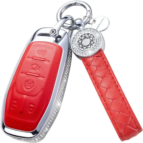Miniatura 9 de Funda para Llave Ford con Llavero, Protector de Estuche de Llave de Cuero con Cristal Compatible con Ford Fusion F150 F250 F350 F450 F550 Edge