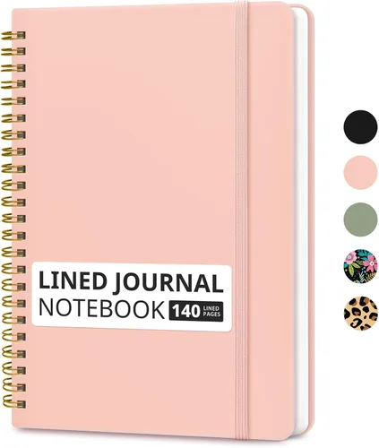 Miniatura 21 de Cuaderno rayado en espiral para mujeres y hombres, 140 páginas, cuaderno de tapa dura con rayas universitarias para trabajo y toma de notas, diarios