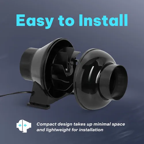 Miniatura 4 de iPower Ventilador de ventilación en línea de conducto de 4 pulgadas y 195 CFM, ventilador de escape HVAC para tienda de cultivo, invernaderos