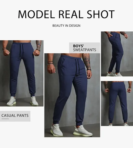 Miniatura 4 de Renaowin Pantalones deportivos para hombre, ligeros, ajustados, con cordón en la cintura, con bolsillos, para entrenamiento, correr, gimnasio, a