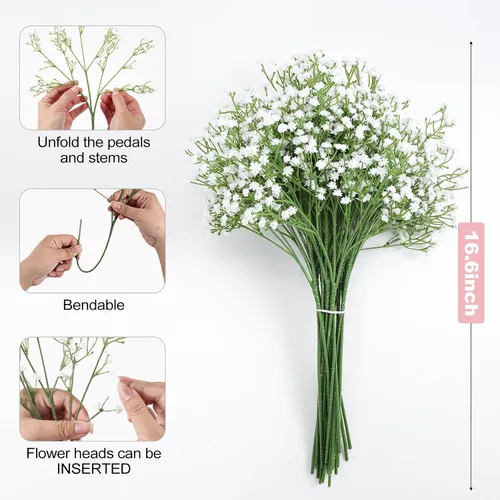 Miniatura 2 de Ramo de gypsophila artificial de 18 piezas de flores artificiales de aliento de bebé, arreglo floral para centros de mesa de boda y decoraciones