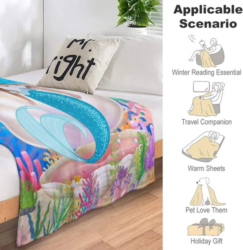 Miniatura 4 de Artsadd Manta de sirena personalizada para niños, niños pequeños a recién nacidos, manta de forro polar de 50 x 60 pulgadas Sirena-1