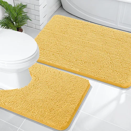 Miniatura 244 de OLANLY Juego de alfombras de baño de 2 piezas, alfombras de baño de chenilla suave y absorbente y alfombra de contorno en forma de U para inodoro