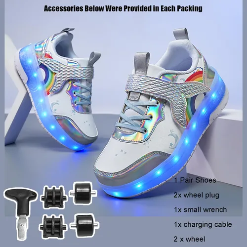Miniatura 17 de Tenis con ruedas para niños y niñas, tenis deportivos recargables con luz LED para principiantes, el mejor regalo
