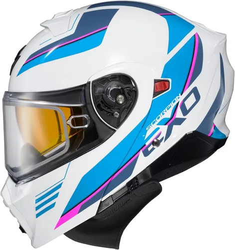 Miniatura 11 de ScorpionEXO GT930 - Casco modular para moto de nieve de aventura en clima frío, escudo de doble panel con caja de respiración y módulo de bolsillos