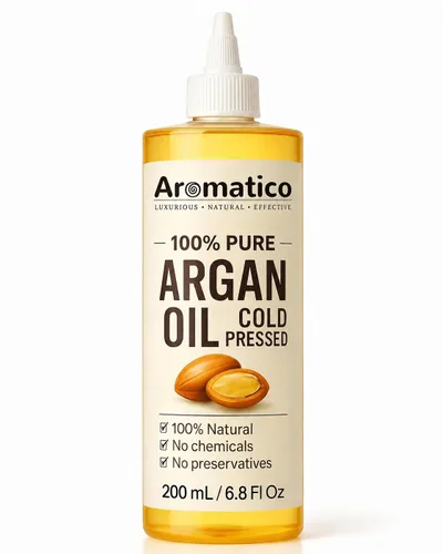 Aromatico 100% Pure Argan Oil 7 fl oz – Lightweight, Non-Greasy Hair & Skin Oil for Smooth, Shiny Hair & Deep Moisture – Cold Pressed Multipurpose