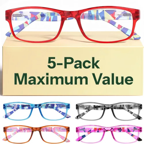 Miniatura 13 de Gaoye Gafas de lectura profesionales para todo el día, lectores de computadora con protección de luz azul, paquete económico B1-5 Pack Negro Claro