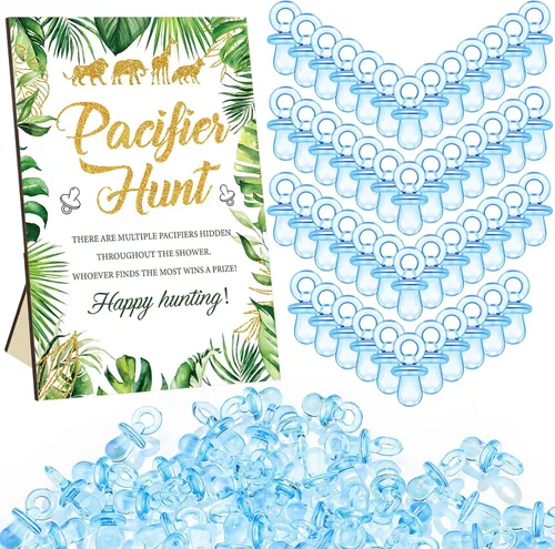Miniatura 14 de Thyle Juego de 51 piezas de chupete de caza para baby shower, incluye signo de caza y 50 chupetes acrílicos para decoración de juegos de baby Rosa