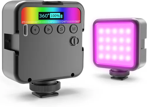 Altson Luz de video LED RGB magnética Luz de cámara LED 360° a todo color Iluminación de fotografía portátil con 3 zapata fría, 2000mAh CRI