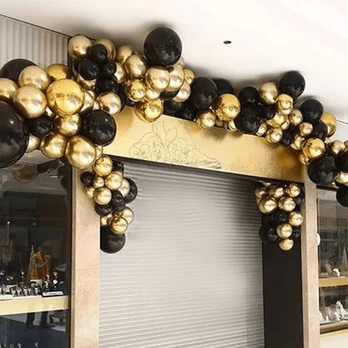 Miniatura 3 de Togvu - Kit de guirnalda de globos negros y dorados, 122 piezas de globos de látex con confeti negro metálico dorado de 18/12/10/5 pulgadas