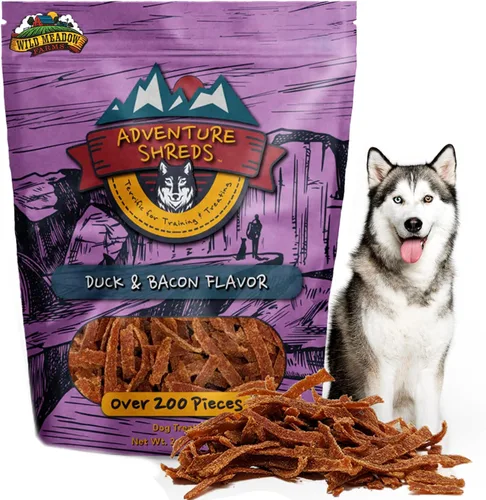 Miniatura 10 de Adventure Shreds Elk & Bacon Golosinas para perros, golosinas suaves y finas para entrenamiento y recompensas, aperitivos sin granos para mascotas