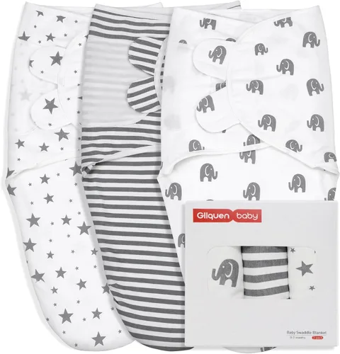 Miniatura 12 de GLLQUEN BABY Sacos de Dormir Envolventes Orgánicos para Recién Nacidos - Envolturas para Bebés de 0-3 Meses, Paquete de 3 Sacos Envolventes
