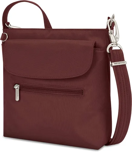 Miniatura 8 de Travelon - Mini bolsa clásica de hombro antirrobo, Vino), 42459-230