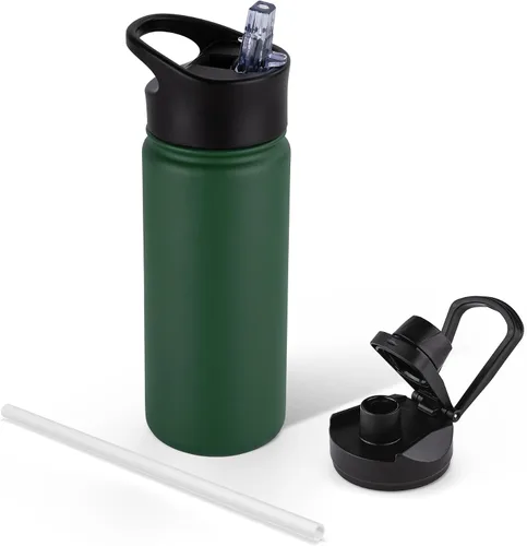 Miniatura 42 de Botella de agua aislada de 64 onzas con tapas de pajita y boquilla, jarra de agua de acero inoxidable de medio galón con mango de paracord, vacío
