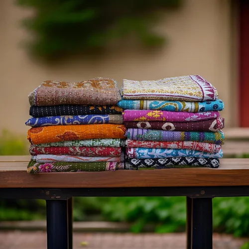 Miniatura 2 de Boho Sanskriti Colcha India, Colchas Vintage, Mantas, Ralli, Lote Kantha Cubrecama Reversible, Cubrecama, Manta, Manta de Algodón, Gudari - Piezas