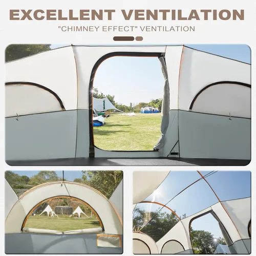 Miniatura 3 de GoHimal 8 Person Tent for Camping, Waterproof Windproof Family Tent with Rainfly, Divided Curtain Design for Privacy Space, Portable with Carry Bag