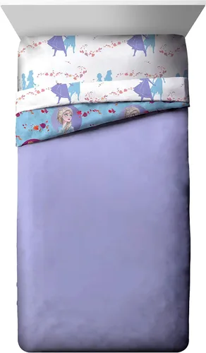 Miniatura 2 de Disney Frozen 2 Sister Dots - Edredón tamaño individual, ropa de cama reversible súper suave para niños, con Elsa y Anna, microfibra resistente a