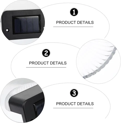 Miniatura 9 de OSALADI 4 Pcs Black Solar Fence Lights Outdoor Wall Lamps Energy-Saving LED for Garden Patio Deck Step Lighting