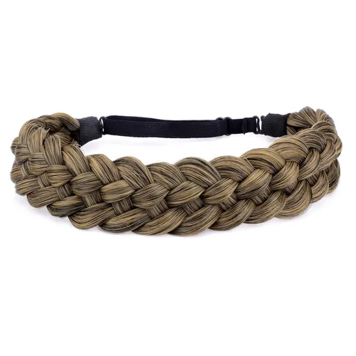 Miniatura 39 de Diadema clásica de cabello sintético trenzado de 5 hebras, trenzas gruesas y anchas, extensión de cabello con elástico para mujeres y niñas