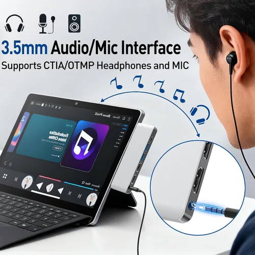 Miniatura 8 de Estación de acoplamiento Surface Pro 12, Quad Display Surface Pro 12 Hub USB con HDMI 4K dual 4K, Thunerbolt 4 Hub