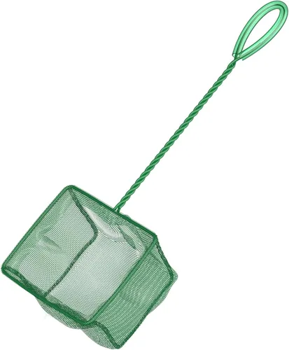 Miniatura 16 de Pawfly Red para peces de acuario con mango de metal trenzado, red cuadrada con malla fina suave de lodos de residuos de alimentos, red de limpieza