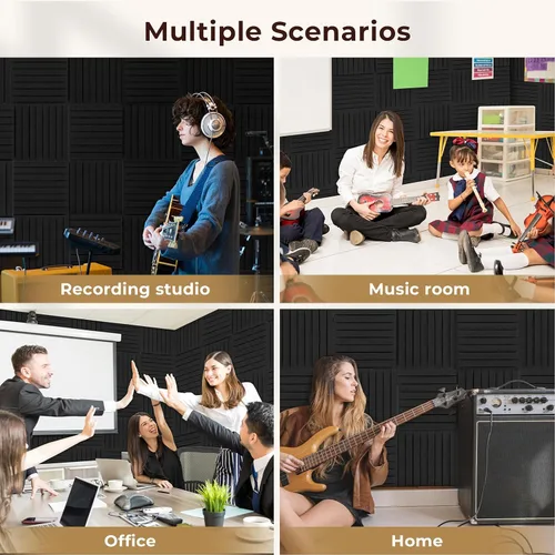 Miniatura 8 de Vangoa Paquete de 12 paneles acústicos autoadhesivos a prueba de sonido para paredes de 12 x 12 x 2 pulgadas, espuma absorbente de sonido
