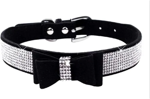 Miniatura 21 de Collares Pequeños para Perros Femeninos, Lindo Cristal de Rinstone con Pajarita de Diamante de Brillo para Cachorros para XXS XS Perros Pequeños