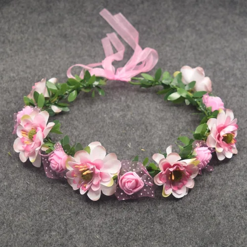 Diadema de guirnalda de flores nupciales, corona de flores, corona de pelo, corona de pelo, cinta ajustable, para festivales de boda, fotografía,