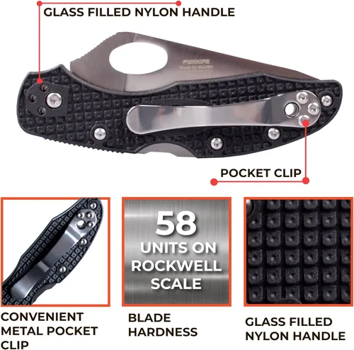 Miniatura 2 de Firebird GANZO F759MS-BK Cuchillo plegable de bolsillo de acero inoxidable 440C Hoja dentada Mango antideslizante con clip Pesca Camping EDC Hoja