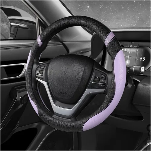Miniatura 8 de Funda para volante de automóvil, 15 pulgadas, de cuero de alta calidad, transpirable, antideslizante, protector universal para volante cómodo