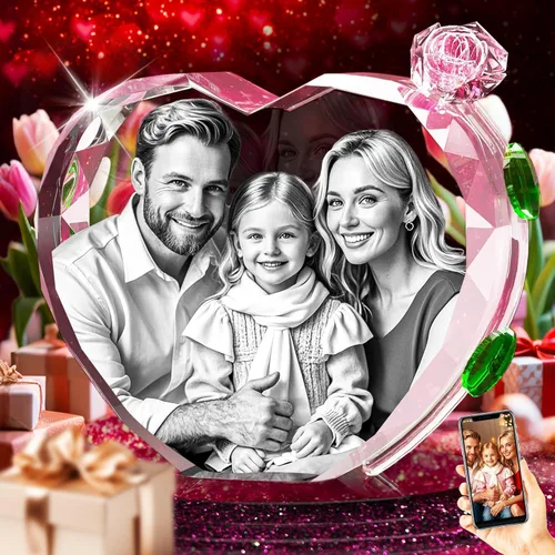 Miniatura 12 de QPCBEBY Foto de cristal 3D con rosa de cristal rojo, regalos personalizados para el día de la madre para mamá, esposa, mujer, ella, novia, pareja
