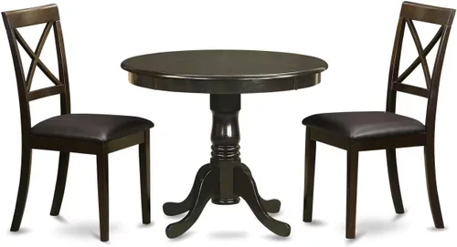 Miniatura 9 de East West Furniture ANBO3-CAP-C Juego de mesa de cocina de 3 piezas para espacios pequeños contiene una mesa de comedor redonda con pedestal y 2