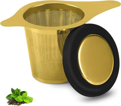 Cesta infusora de té de acero inoxidable, filtro de té con colador pequeño y tapa, difusor de té para té suelto, experiencia superior de preparación