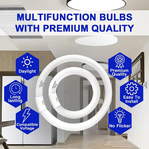 Miniatura 5 de FC8T9/CW 22W y FC12T9/CW 32W Set de focos blancos fríos, focos circulares de 8 pulgadas T9 de 22 vatios, foco fluorescente circline de 12 pulgadas