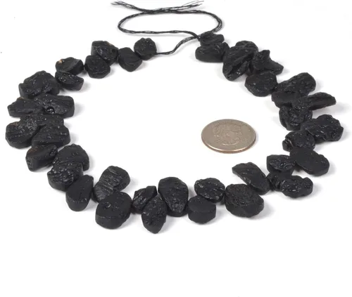 Miniatura 2 de Natural Tektite Slice Chips Rock DIY Joyería Hacer Cuentas 16 Pulgadas