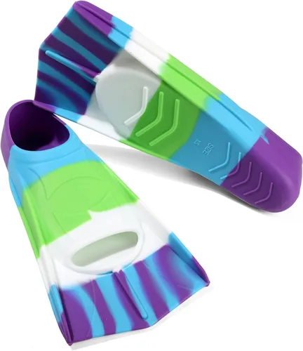 Miniatura 100 de Aletas de natación para niños, aletas cortas para niños y jóvenes, aletas de natación para entrenamiento de natación para niños, niñas, niños