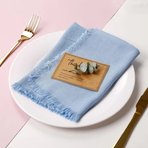 Miniatura 6 de Juego de 8 servilletas de tela de lino de algodón para el día de San Valentín, servilletas hechas a mano con flecos para bodas elegantes, Navidad