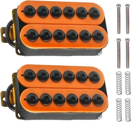 Miniatura 9 de SAPHUE Pastillas de guitarra eléctrica ajustables de bobina doble de metal Humbucker Punk para cuello/puente (Negro)