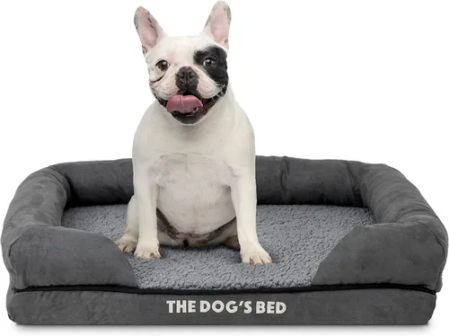 Miniatura 17 de The Dog's Bed - Cama ortopédica de espuma viscoelástica para perros medianos, colchón de soporte de alta densidad, entrada frontal baja, funda negro