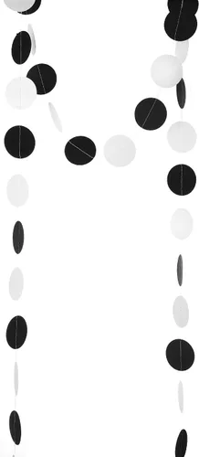Miniatura 2 de Guirnalda de papel blanco y negro con círculos, guirnalda de puntos, decoración para colgar, telón de fondo, 2 pulgadas de diámetro, paquete de 3