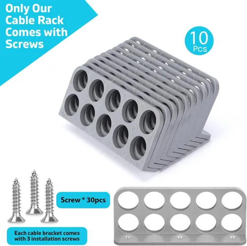 Miniatura 2 de Paquete de 10 soportes de cable para persecución de cables, soporte de cable para gestión organizada de cables eléctricos NMB, dispensador de cables