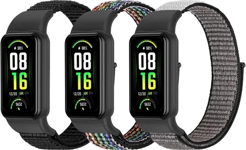 YCHDDER Solo Loop - Correas de nailon compatibles con Amazfit Band 7 correas, suave, transpirable, cómoda, ajustable, colorida pulsera de repuesto