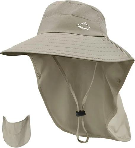 Miniatura 9 de Rosoz - Sombrero de sol para hombres y mujeres con solapa para el cuello, ala ancha, UPF50+, sombrero de pesca con cubierta facial desmontable