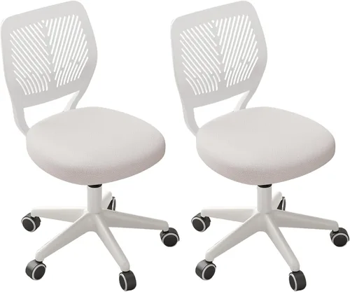 Miniatura 14 de JPBSTO Silla de escritorio sin brazos, silla giratoria de oficina ajustable con cojín acolchado de malla suave, silla ergonómica pequeña