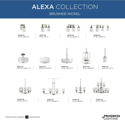 Miniatura 5 de Progress Lighting P4459 Alexa Candelabro de 5 luces, con pantalla de lino, de 20 pulgadas de alto., P4459-09, 100.00watts, 120.00 volts