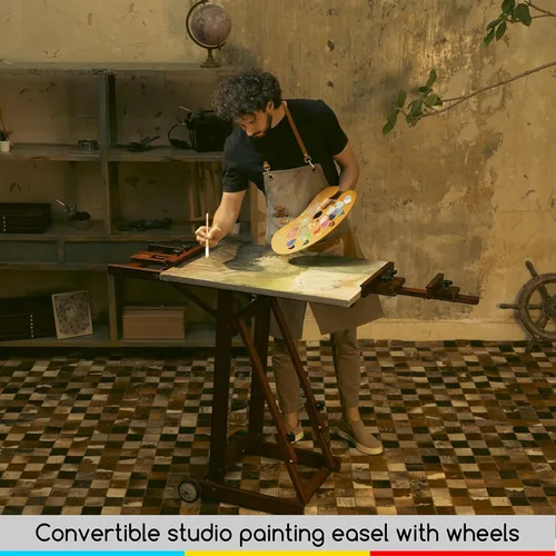 Miniatura 6 de MEEDEN Caballete de estudio multifunción, caballete de marco en H, caballete de pintura para adultos, caballete de artista, caballete de piso